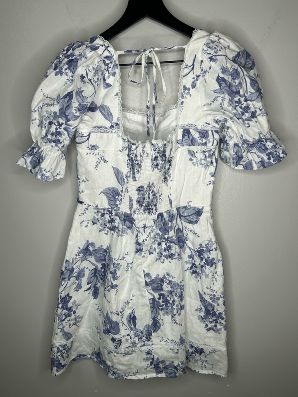 Reformation Evianna Blue and White Linen Dress Size 6 NWT - Picture 2 of 13